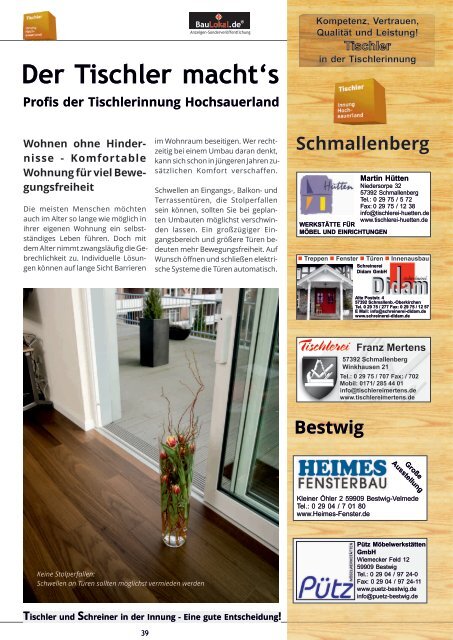 BauLokal.de - das Magazin Ausgabe 01/2015. Bauen Wohnen Haustechnik Garten