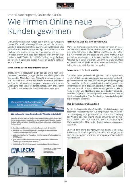 BauLokal.de - das Magazin Ausgabe 01/2015. Bauen Wohnen Haustechnik Garten