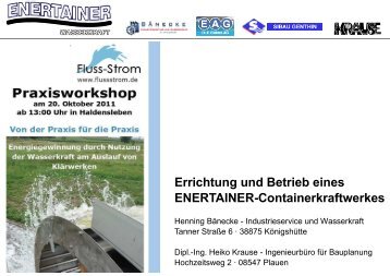 Errichtung und Betrieb eines ENERTAINER-Containerkraftwerkes