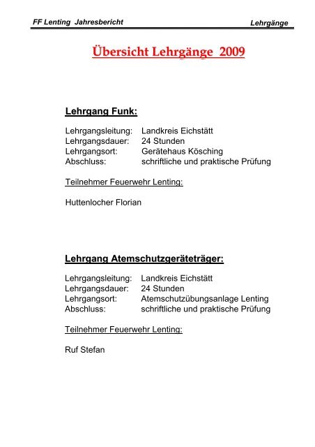 jahresberichte_files/Jahresbericht 2009.pdf - Feuerwehr Lenting