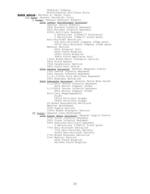 Italian Army, 10 June 1940 - CGSC