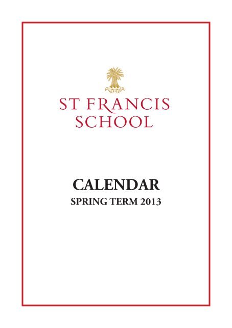CALENDAR St Francis School