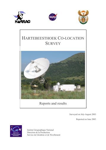 HARTEBEESTHOEK CO-LOCATION SURVEY - ITRF - IGN