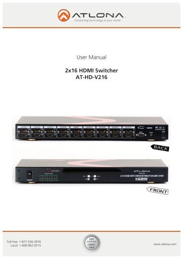 User Manual 2x16 HDMI Switcher AT-HD-V216 - Atlona