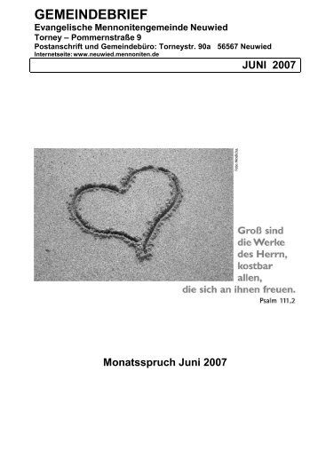 Gemeindebrief Juni 2007 - Arbeitsgemeinschaft Mennonitischer ...