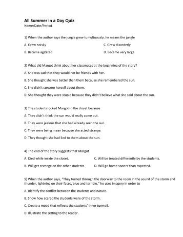 All summer in a day essay