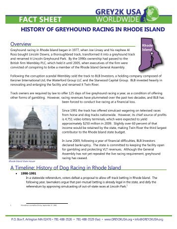 The History of Greyhound Racing in Rhode Island ... - Grey2K USA