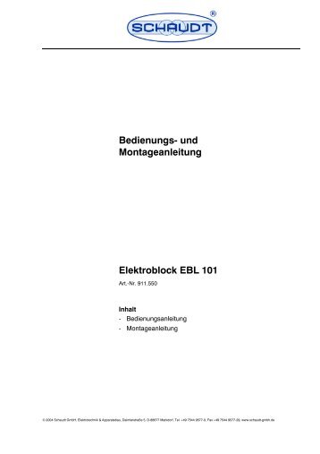 Bedienungs- und Montageanleitung Elektroblock EBL 101 - Camperforum