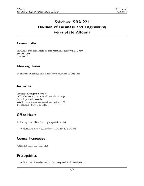 SRA 221 - Penn State Altoona