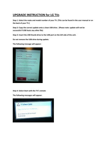 UPGRADE INSTRUCTION for LG TVs - Sky Digital Ready