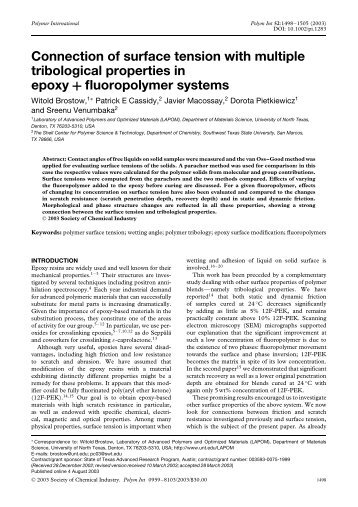 Connection of surface tension with multiple tribological properties in ...