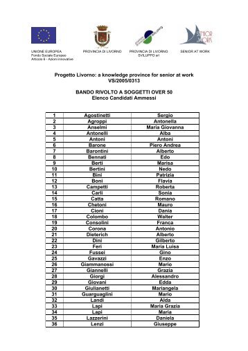 Elenco ammessi Occupati-Pensionati.pdf - Provincia di Livorno ...