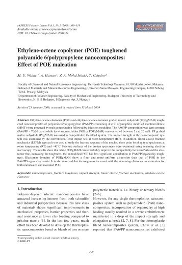 Ethylene-octene copolymer (POE) - eXPRESS Polymer Letters