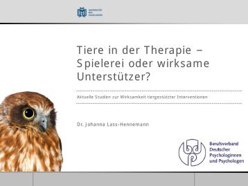 Vortrag Tiere in der Therapie – Spielerei oder wirksame Unterstützer?