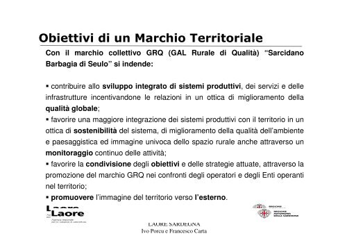 Esempio del marchio territoriale - GAL Sarcidano Barbagia di Seulo