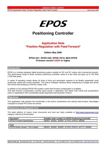 Position Regulation with Feed Forward - Maxon Motor ag