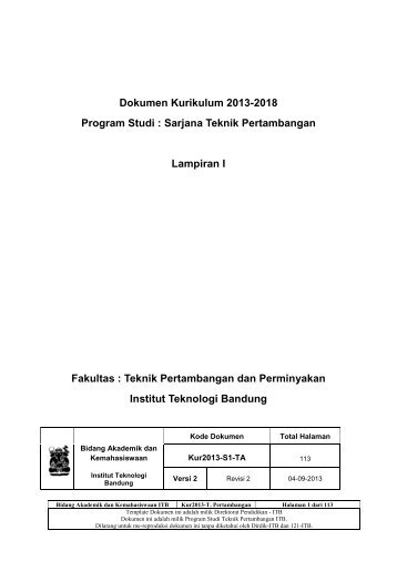 Dokumen Kurikulum 2013-2018 Program Studi : Sarjana ... - LP 4 - ITB