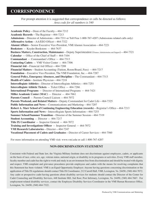 Academic Catalog - Virginia Military Institute Admissions