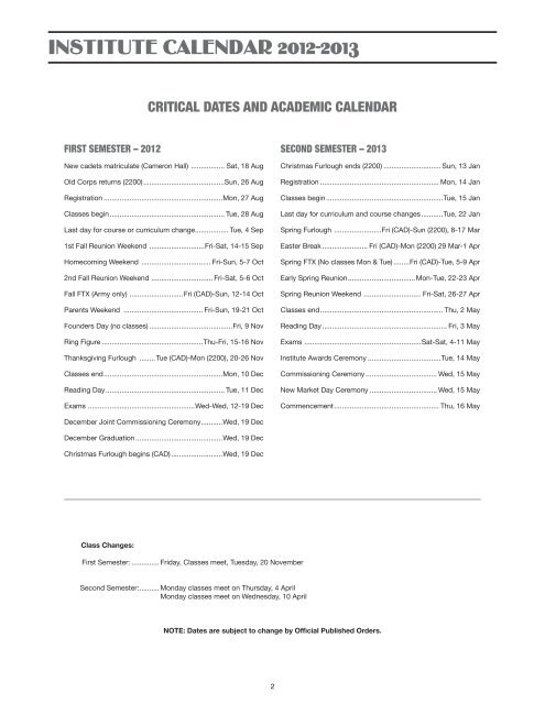 Academic Catalog - Virginia Military Institute Admissions