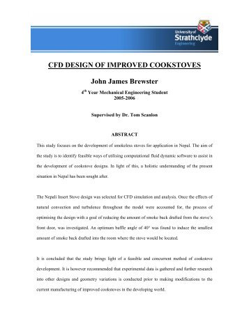 CFD DESIGN OF IMPROVED COOKSTOVES John James Brewster