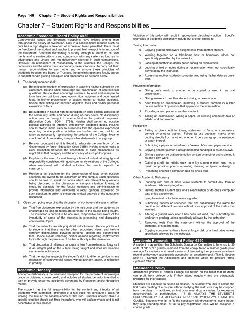CHAPTER 7 - Student Rights and Responsibilities - Shasta College