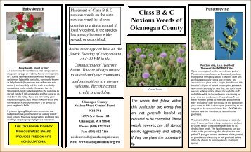 Class B & C Noxious Weeds of Okanogan County