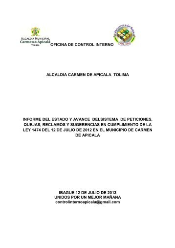 Informe Estado PQR - Carmen de Apicalá
