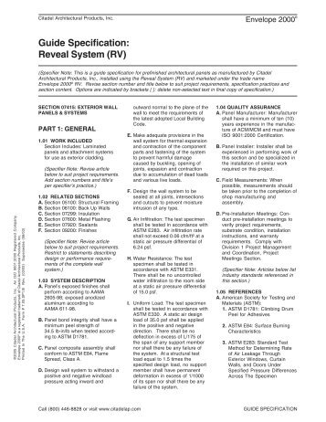 RV Guide Specifications- Envelope 2000.pdf - Citadel Architectural ...