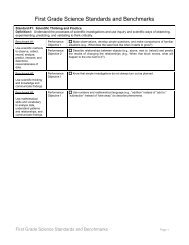 First Grade Science Standards and Benchmarks