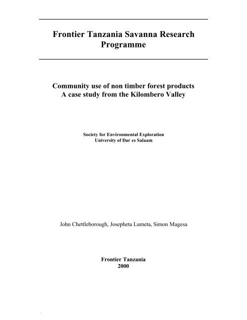 Frontier Tanzania Savanna Research Programme Community use ...