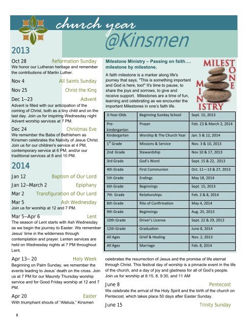 2013-14 Life@Kinsmen - Kinsmen Lutheran Church