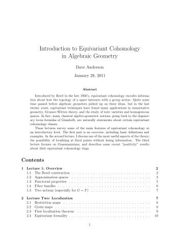 Introduction to Equivariant Cohomology in Algebraic Geometry