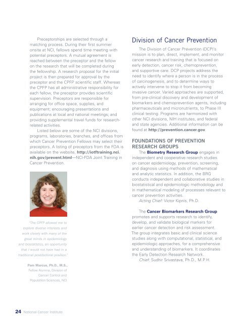 Download Our Catalog - Cancer Prevention Fellowship Program