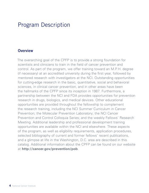 Download Our Catalog - Cancer Prevention Fellowship Program