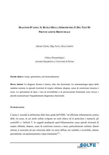 Asma-il Ruolo della Spirometria e del Test di ... - Diegori.it