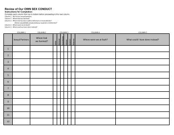 Step 4: Sex Conduct Worksheet - Marijuana Anonymous