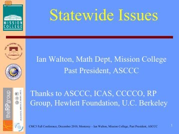 Ian Walton - California Mathematics Council Community Colleges