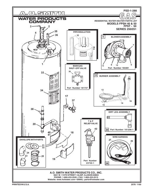 50 FPSH 40/ 50 FPST 50 - A.O. Smith Water Heaters