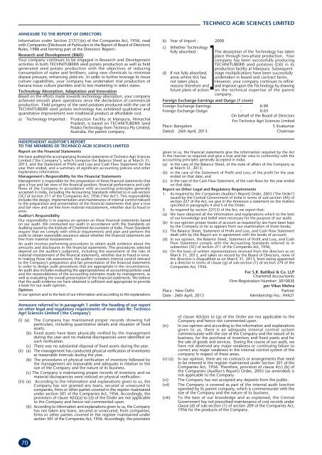 TECHNICO AGRI SCIENCES LIMITED - ITC i