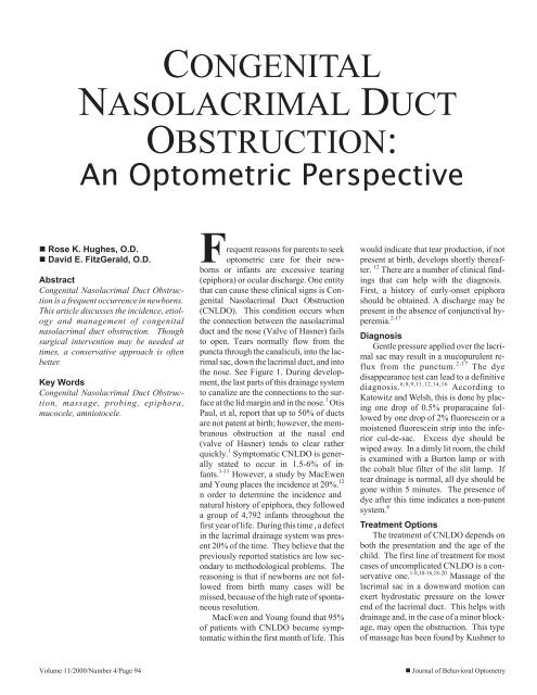 CONGENITAL NASOLACRIMAL DUCT OBSTRUCTION: