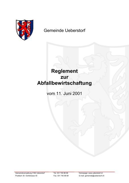 Reglement zur Abfallbewirtschaftung - Gemeinde Ueberstorf