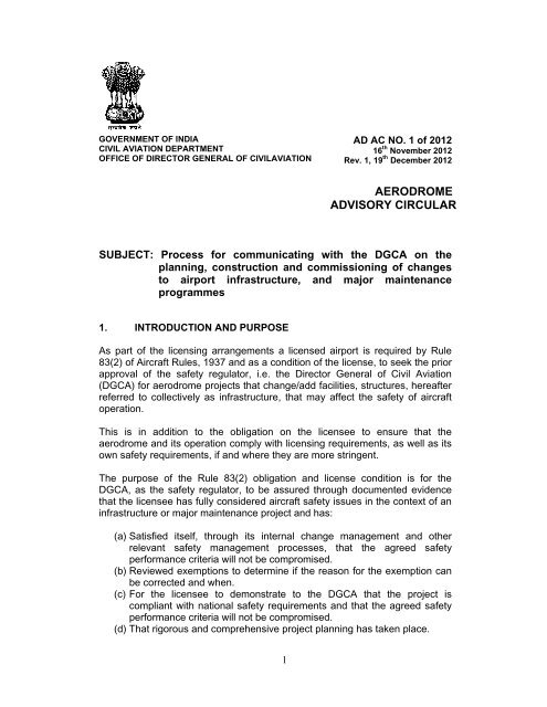 AERODROME ADVISORY CIRCULAR - Directorate General of Civil ...