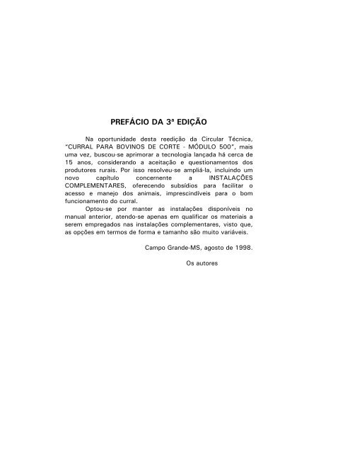 curral para bovinos de corte âmÃ³dulo 500â - Embrapa Gado de Corte