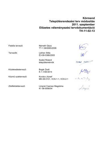 Körmend Településrendezési terv módosítás 2011. szeptember ...