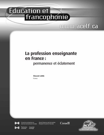 La profession enseignante en France: permanence et ... - acelf