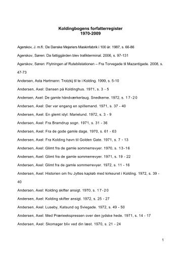 Koldingbogens forfatterregister 1970-2009 - Kolding Kommune