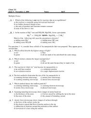 Chem 111 Quiz 4 – November 3, 2004 Name: Multiple Choice: __B_ ...