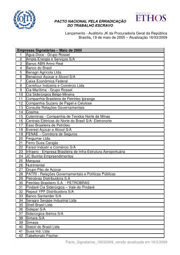 PACTO NACIONAL PELA ERRADICAÃÃO DO ... - Instituto Ethos