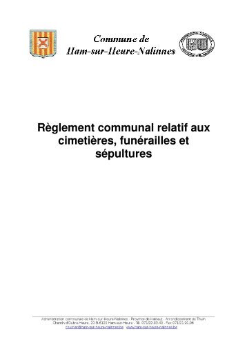 Règlement communal des cimetières - Ham-sur-Heure - Nalinnes