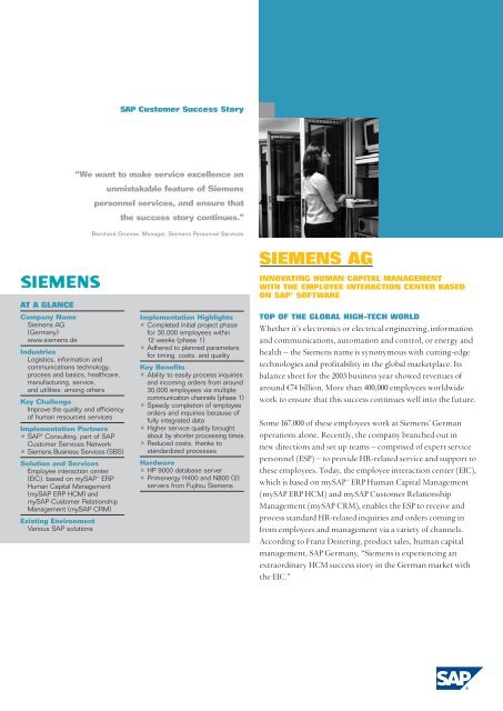 SAP Customer Success Story Siemens - EIC Experts